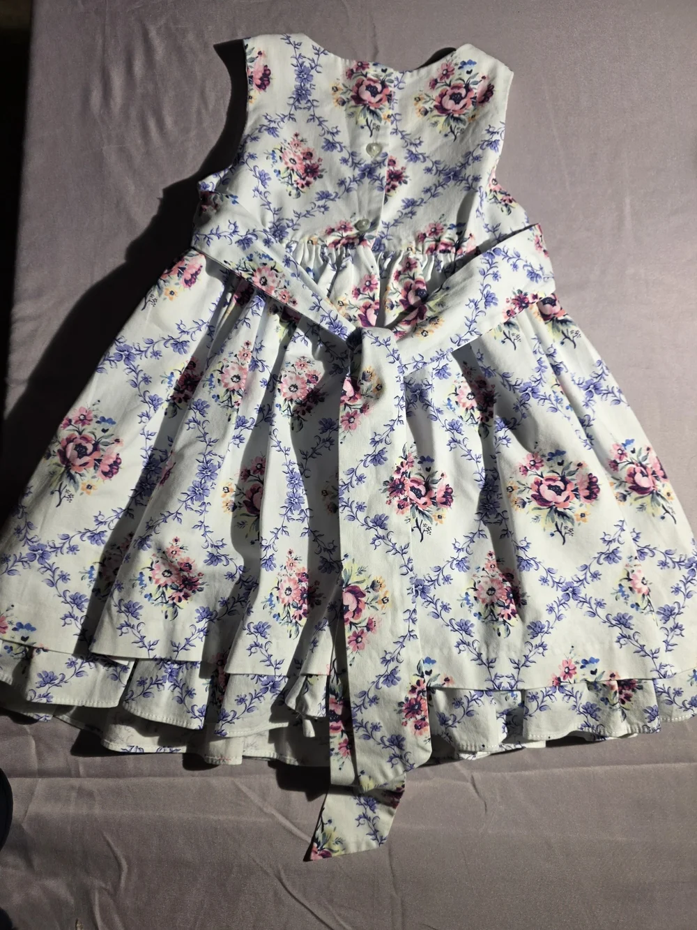 Laura Ashley White Floral Party Dress with Pink Accents